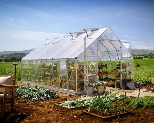 Serra da giardino Palram Balance Ibrida in policarbonato e alluminio, Argento, L: 604 cm, P: 304 cm, H: 257 cm
