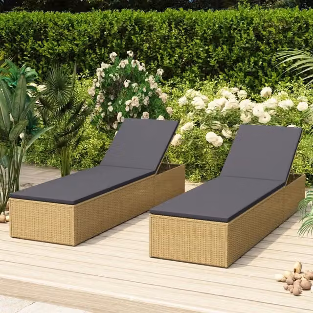 Lettino prendisole vidaXL in polyrattan marrone e grigio con poggiatesta regolabile per giardino e terrazza