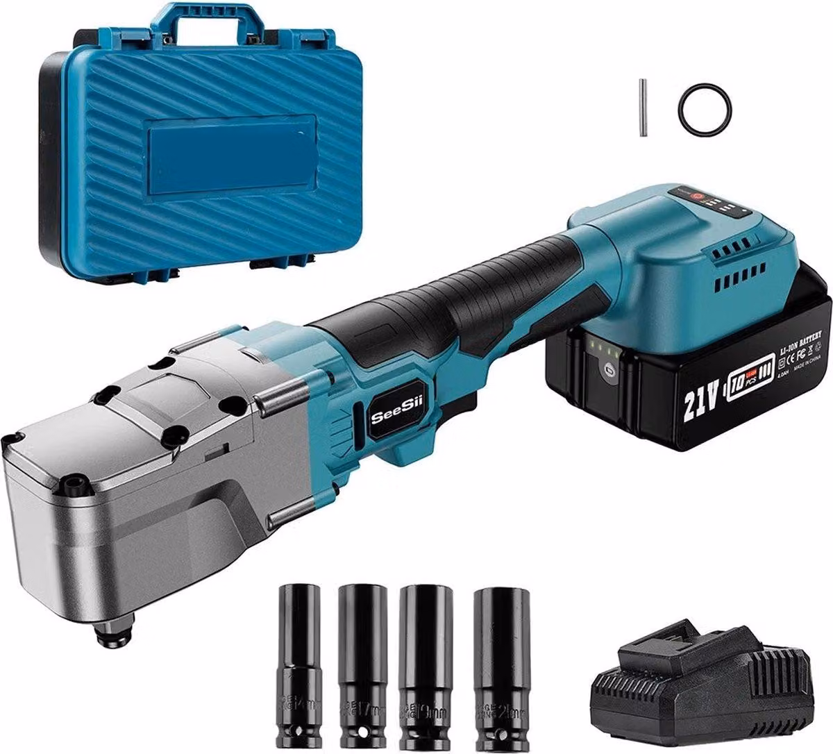 Chiave a percussione angolare - 1/2 pollice - 300 Nm - 18V - Con batteria, caricabatterie e custodia