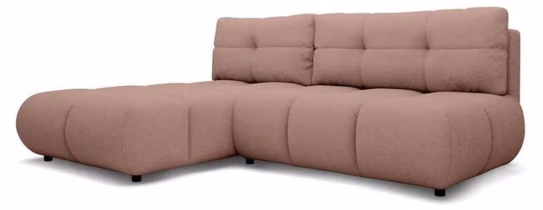 Divano angolare con funzione letto, modello Milorya, colore rosa antico, lato sinistro