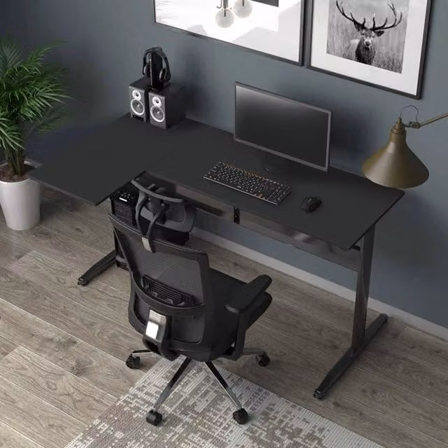 Scrivania angolare Acua DMORA nera per ufficio e casa L: 80 cm, H: 75 cm