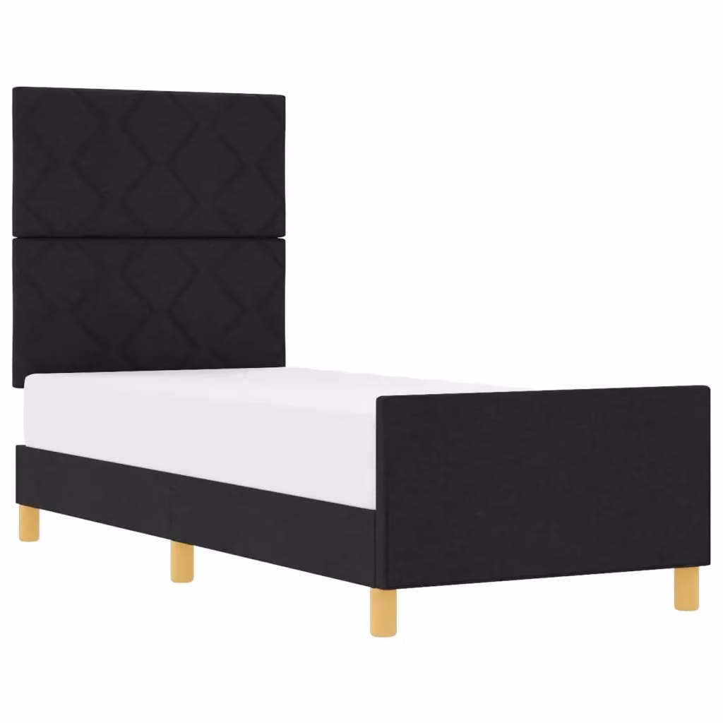 Struttura letto con testiera e giroletto imbottito in tessuto nero L/P/H: 200 x 80 x 128 cm – 2
