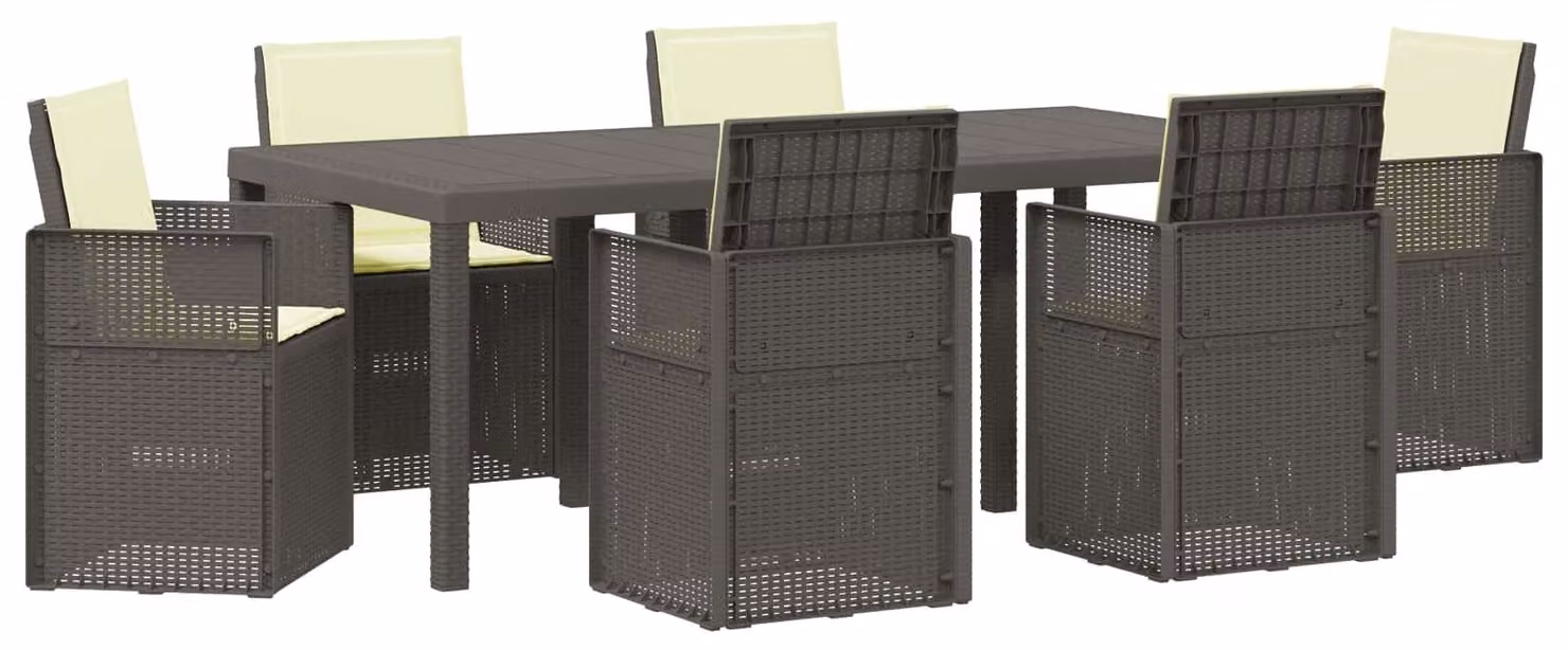 Set da Pranzo per Giardino 7 pcs Grigio chiaro e panna PP