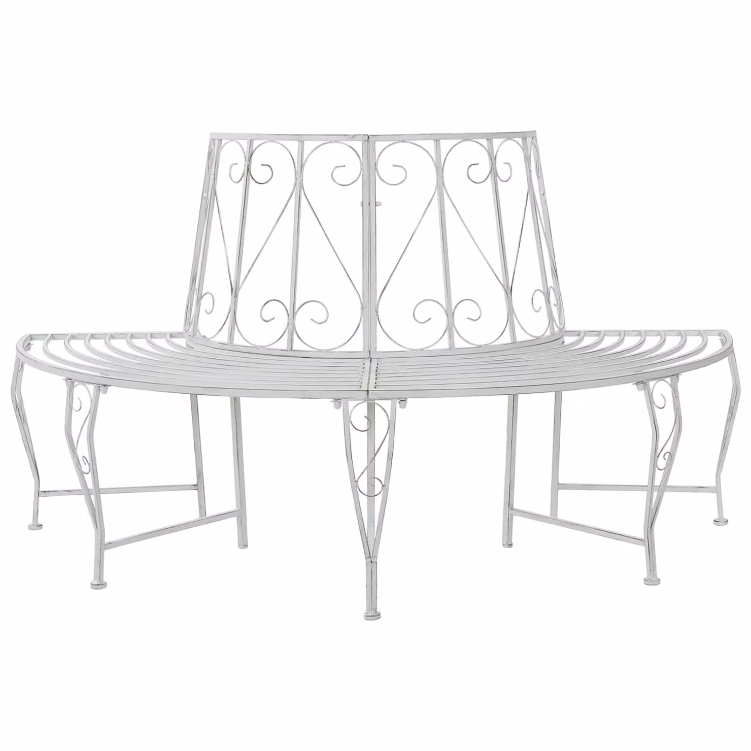 Panchina da giardino vidaXL per 4 persone in acciaio bianco L: 160 cm, P: 80 cm, H: 89 cm
