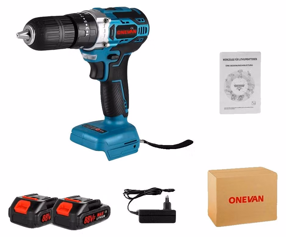 Trapano a batteria, motore brushless da 1000 W, utensile elettrico versatile, 2 batterie, spina 1EU, UE