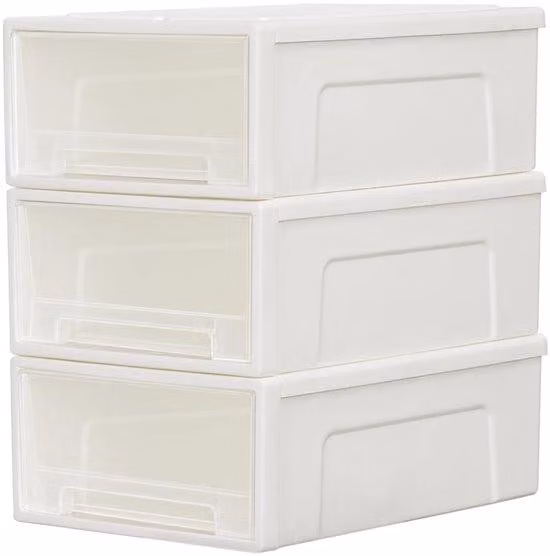 Contenitore di stoccaggio Ibbenzoa® con 3 cassetti, trasparente (polipropilene), impilabile, capacità 3 x 5 litri, chiusura a scatto – contenitore leggero per l'organizzazione della casa e dell'ufficio