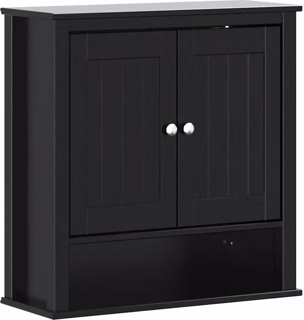 Armadio da bagno a muro BERG Design In nero in legno massello di pino L: 69,5 cm, P: 27 cm, H: 71,5 cm