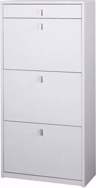 Scarpiera 3 Ante 1 Cassetto P29 Kit Bianco Fiammato cm 63x29x127h - Sarmog