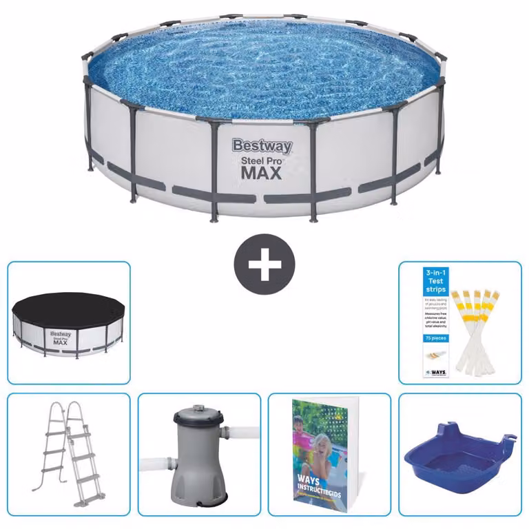 Piscina gonfiabile Bestway Steel Pro MAX, rotonda, 427x122 cm, composta da 5 parti, modello S662