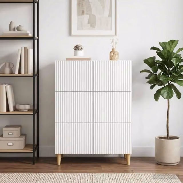 Mobile con Cassetti Moderno vidaXL Bianco in MDF L 66 cm, P 34,5 cm, H 90 cm – 1