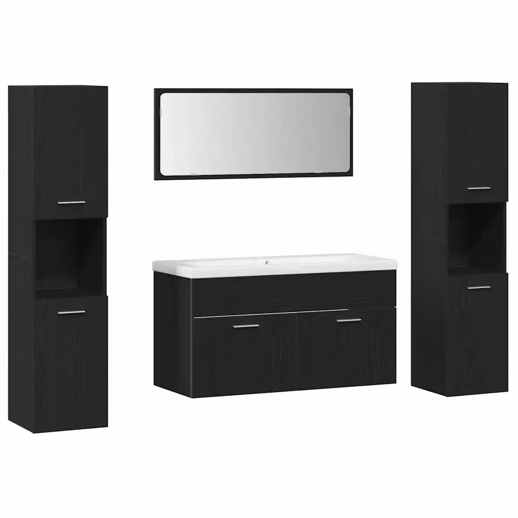 Set di mobili per il bagno moderno vidaXL in legno e metallo nero con mobile lavabo sospeso L: 90,0 cm, P: 38,5 cm, H: 54,6 cm – 2