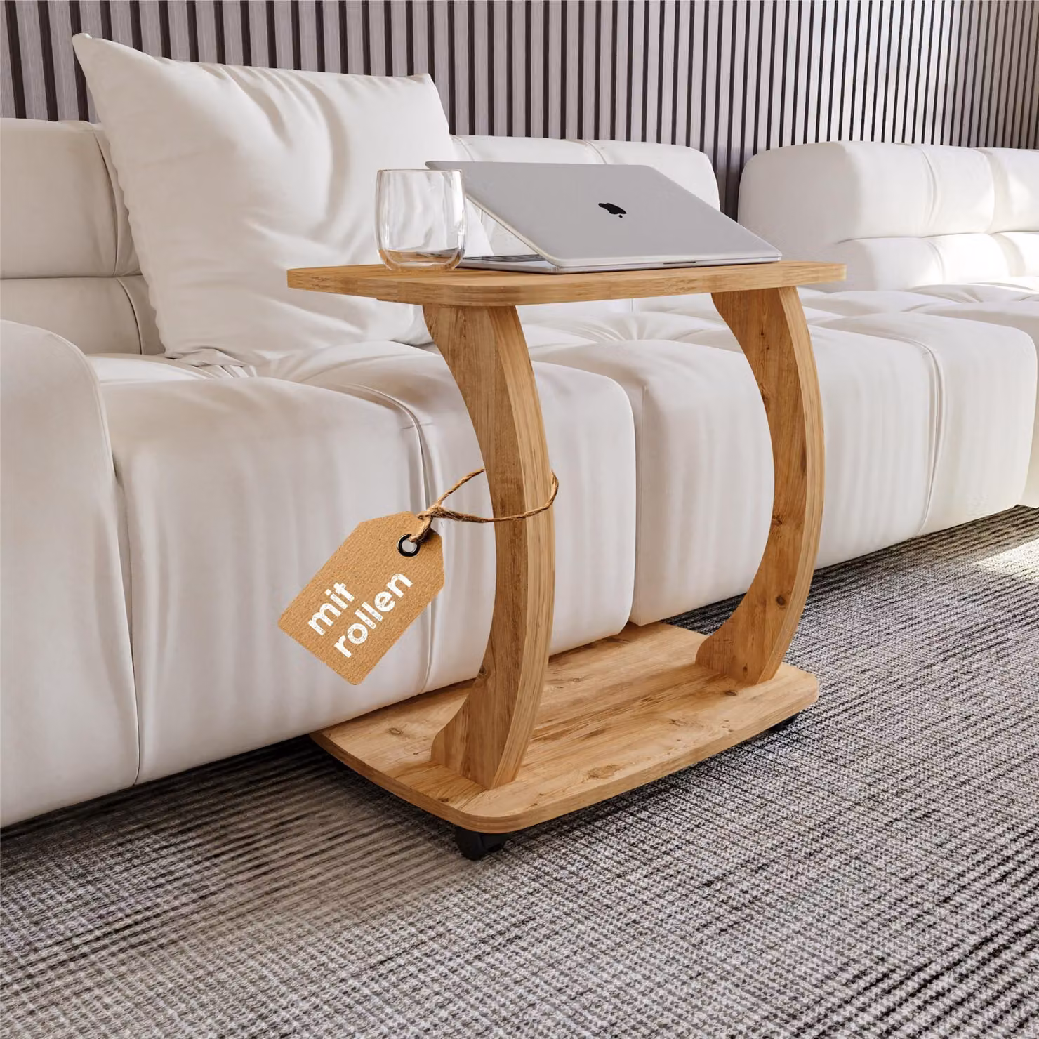 Tavolino rotondo elegante con ripiano, diametro 60 cm