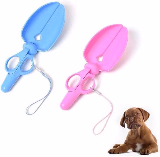 Set da 2 pezzi composto da mini-forbici portatili, paletta e attrezzo per la pulizia di escrementi di cane, gatto e vialetti da giardino.