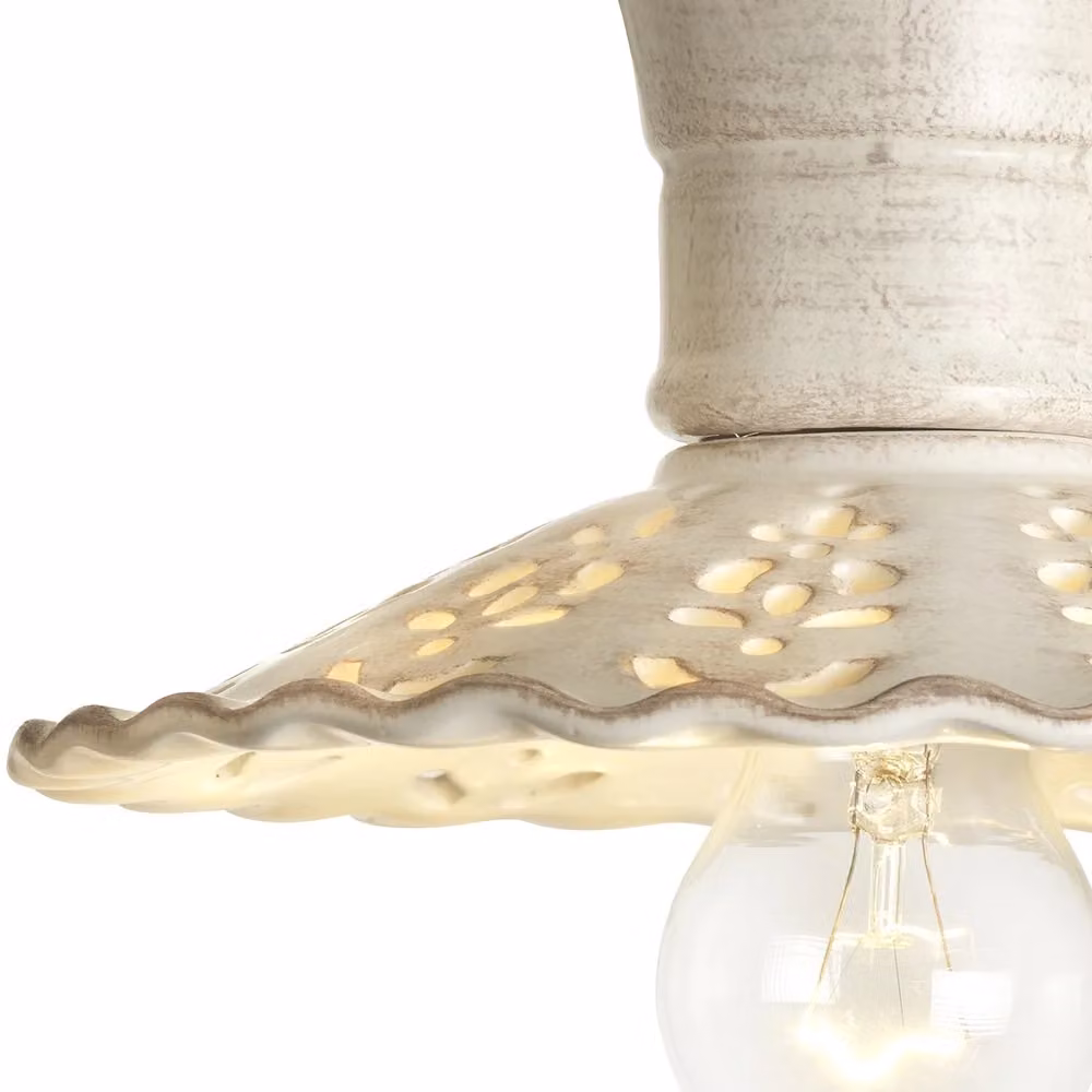 Plafoniera MERLETTO MATT di Ceramiche Borso in ceramica traforata bianca, Ø 21 cm – 2