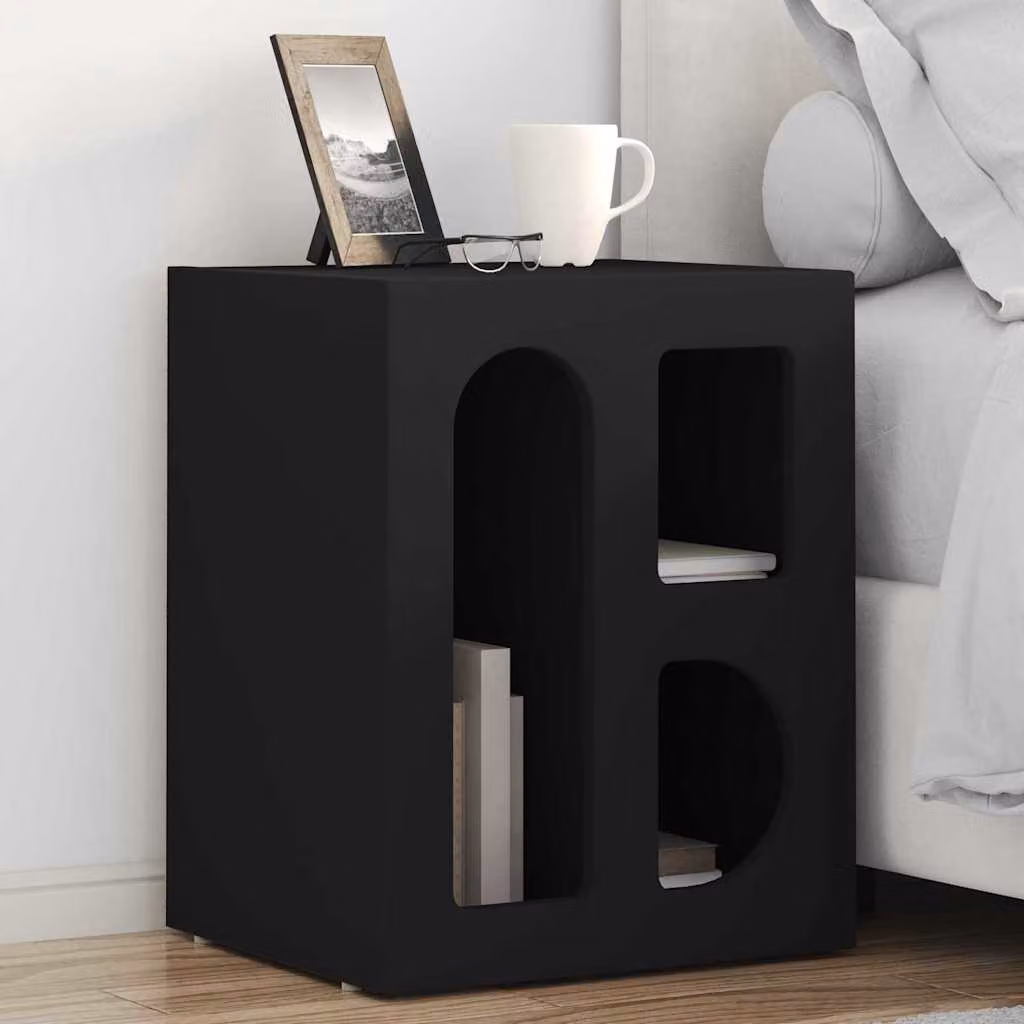 Comodino moderno vidaXL ELST nero in legno ingegnerizzato L/P/H: 40 x 35 x 50 cm