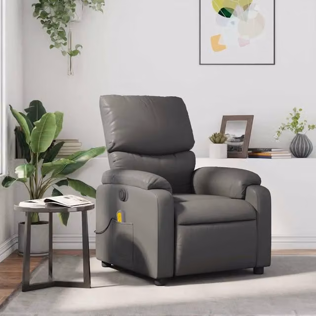 Poltrona Relax Reclinabile vidaXL in Similpelle Grigia con Braccioli – 1