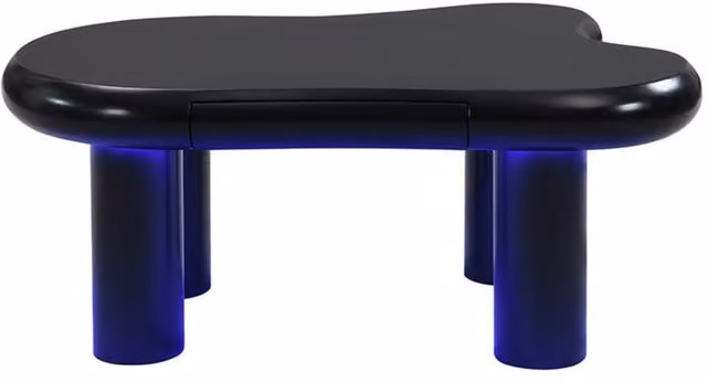 Tavolino da salotto a forma di nuvola GL Store in MDF con illuminazione LED e cassetto, Nero, L: 98 cm, P: 65,5 cm, H: 40 cm – 1