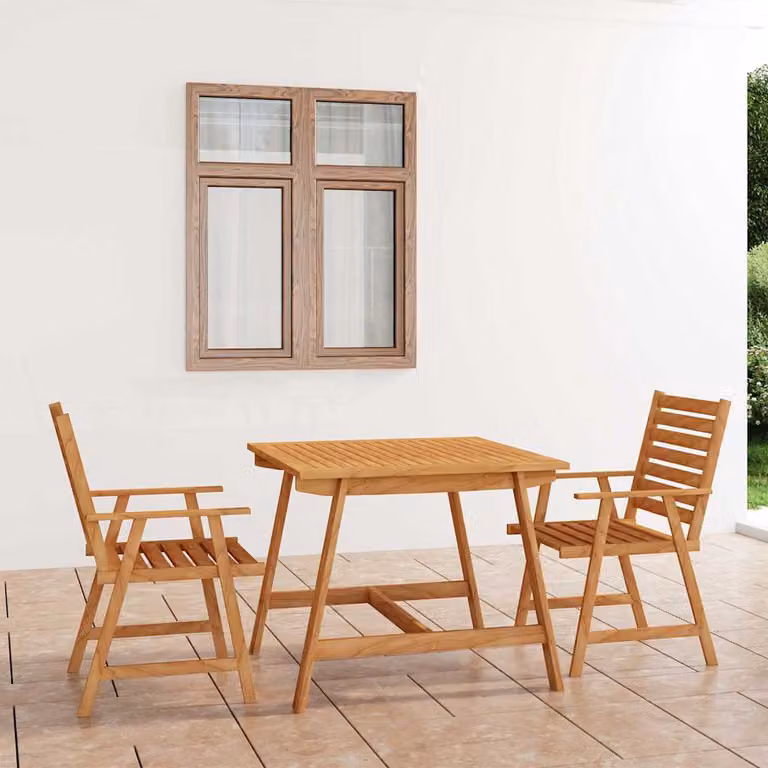 Set da pranzo da giardino vidaXL in 3 pezzi in legno di acacia marrone stile rustico