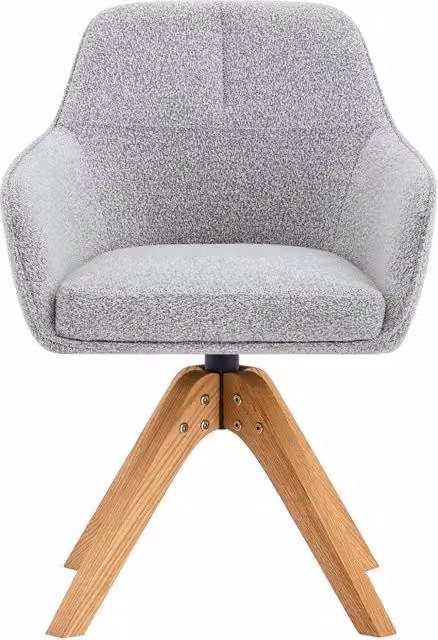 Set di 2 sedie da pranzo Chicfurn girevoli a 360° con braccioli e schienale ergonomico in tessuto grigio e legno di quercia – 1