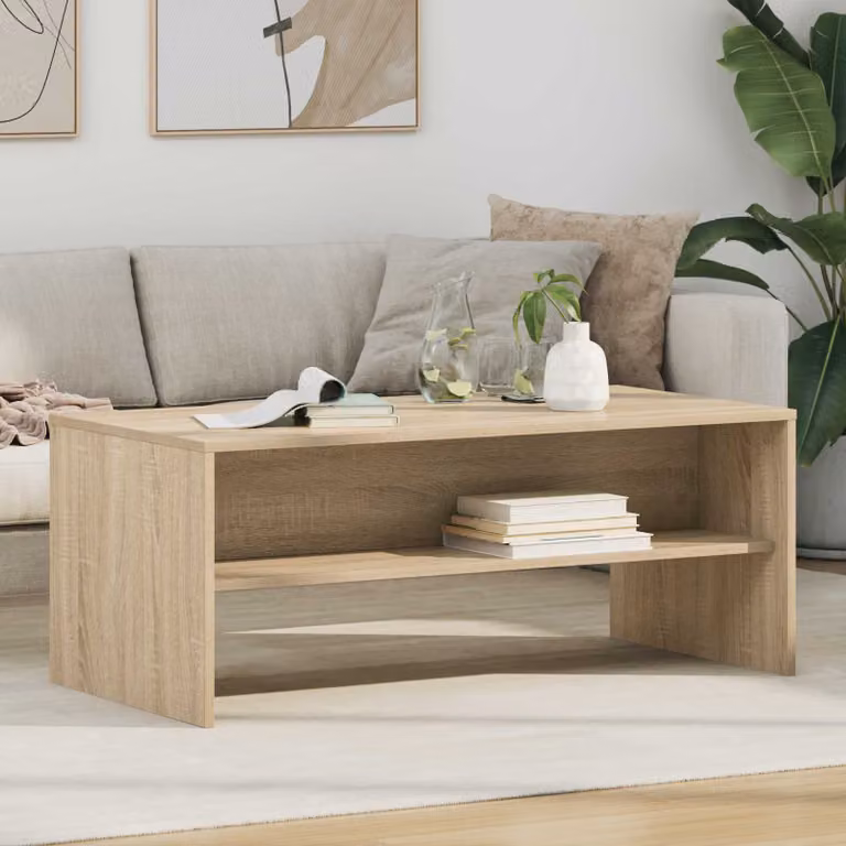vidaXL Tavolino da salotto moderno in legno color rovere, L: 100 cm, P: 50 cm, H: 40 cm