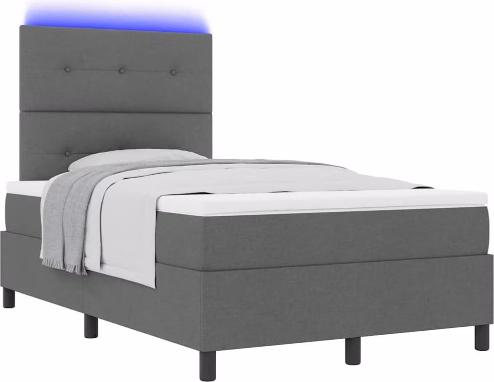 Letto a molle con testiera grigio scuro 120 x 200 cm in tessuto