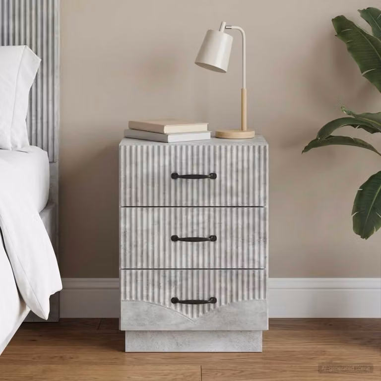 Armadio da notte con cassetto vidaXL Grigio, L: 43 cm, P: 41 cm, H: 63,5 cm