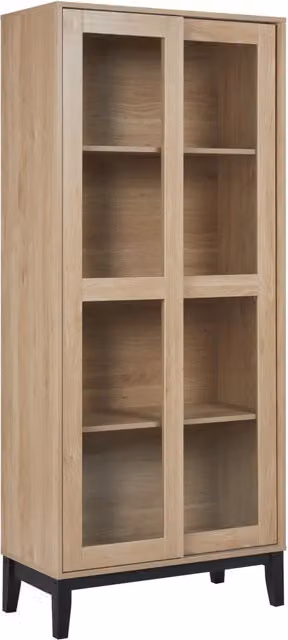 Mobiletto decorativo Beliani con ante in vetro e ripiani interni, colore marrone, H: 183 cm, L: 80 cm, P: 40 cm – 1