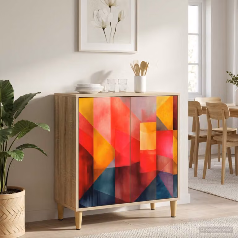 Credenza moderna vidaXL HEESCH in legno ingegnerizzato color marrone e multicolore L: 69 cm, P: 33 cm, H: 75 cm