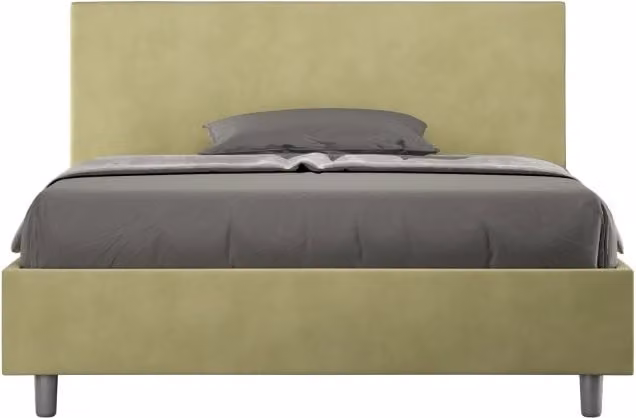 Letto imbottito Matrimoniale francese 140x200 cm Adele - Con rete,Microfibra,Tè verde