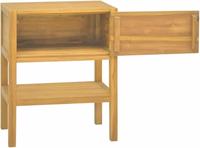 Mobile da Bagno Moderno in Legno Massello di Teak Marrone con Ante e Ripiani Interni L/P/H: 60 x 40 x 75 cm