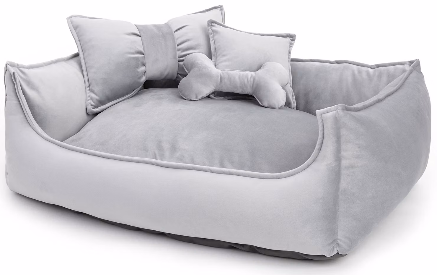 Cuccia per cani in stile scandinavo, grigia, dimensioni 75x60x20 cm, con cuscino, lavabile