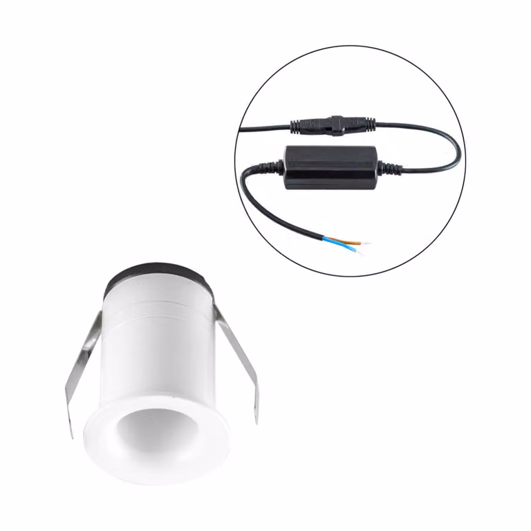 EVN Noblendo LED plafoniera a incasso bianca Ø 3,5 cm Noblendo, dimmerabile, Bianco / Opale, Soggiorno / Sala da pranzo, Alluminio, Moderno