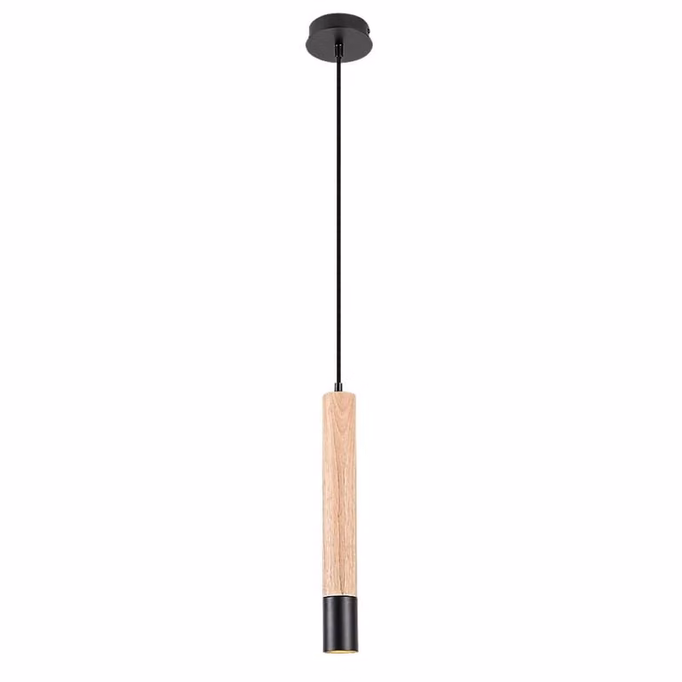 Rabalux 72131 Lampada a sospensione 1 spot Braulia, GU10 legno, marrone-nero, rotonda, industriale, ø55mm