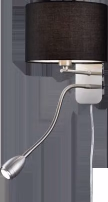 Applique a parete Trio Leuchten GD Trio in metallo nero con LED flessibile e lampadina inclusa – 1