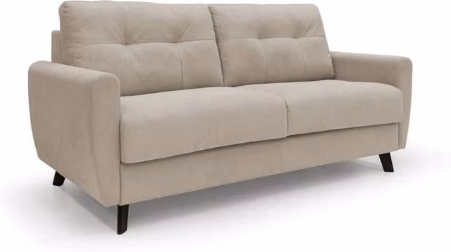 Divani.Store Callisto Divano letto matrimoniale beige con rivestimento in tessuto e struttura in legno in stile scandinavo L: 208 cm