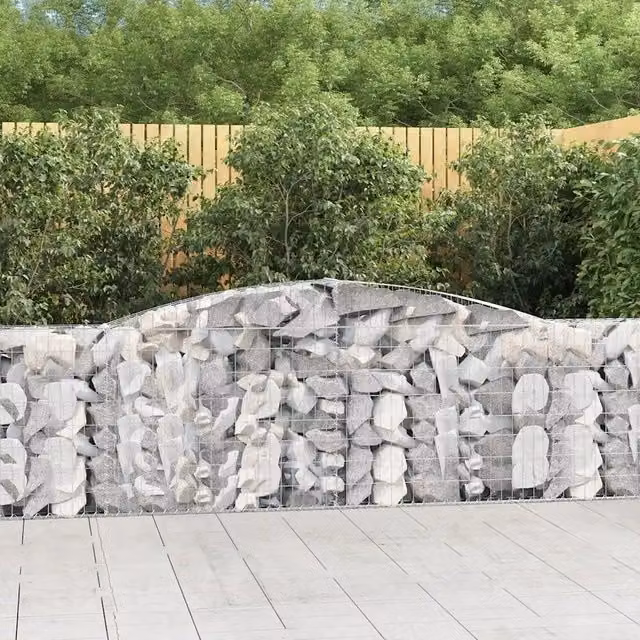 Set di 8 Cesti Gabbioni ad Arco Videx in Acciaio Zincato Argento L: 400 cm, P: 30 cm, H: 100/120 cm – 1