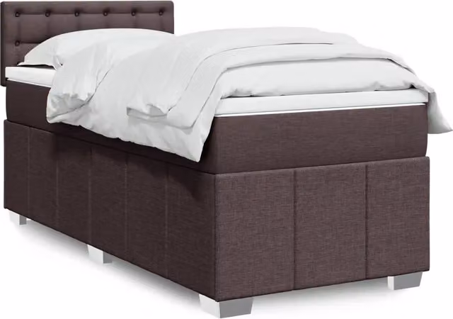 Giroletto a Molle con Materasso Marrone Scuro 100x200cm Tessuto 3286996