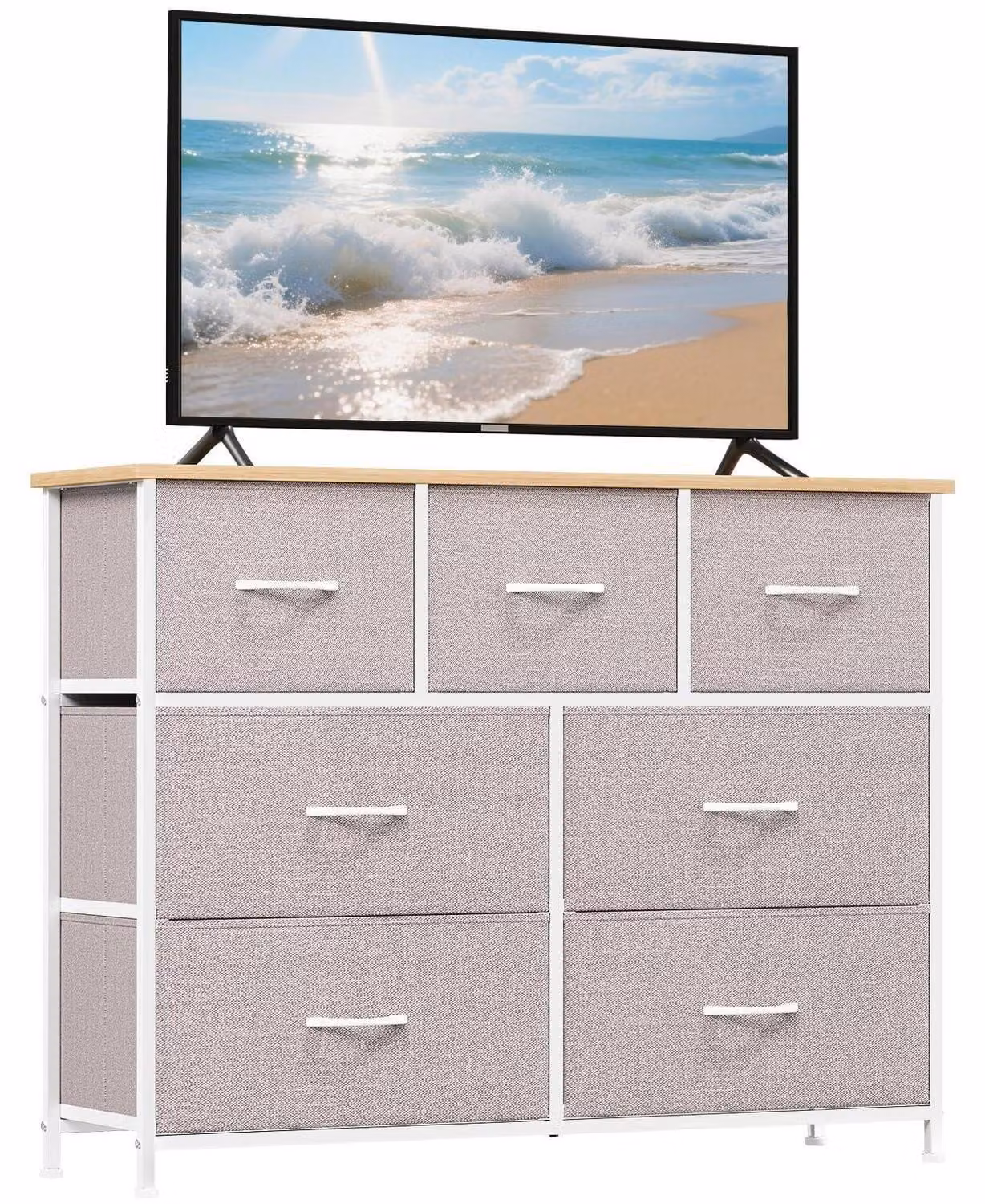 Comò in tessuto con 7 cassetti, colore grigio antracite, dimensioni 100 x 77 x 30 cm