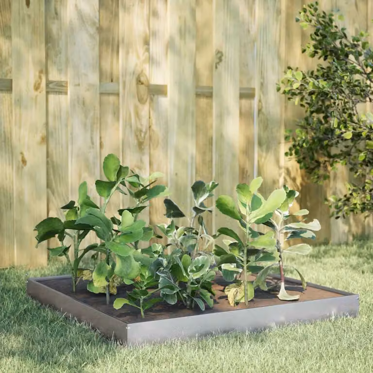 Fioriera Rialzata da Giardino vidaXL in Acciaio Zincato Argento L 100 cm x P 100 cm x H 18,5 cm