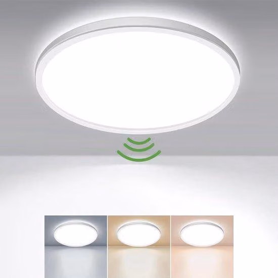 Lampada da soffitto con sensore di movimento, 23 cm, 18 W, rotonda, luce bianca calda