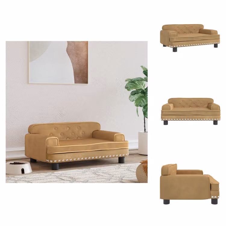 vidaXL Letto per cani marrone 70x45x30 cm in velluto - Letti per cani