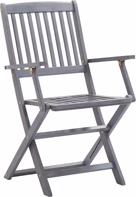 Set di 4 sedie da giardino pieghevoli in legno di acacia grigio con braccioli