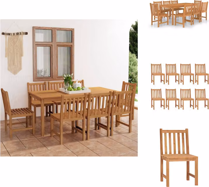 vidaXL Set da pranzo da giardino 9 pezzi in teak massiccio - Set di mobili da giardino