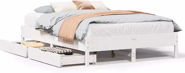 Letto matrimoniale | Letto per adulti | Letto senza Materasso Bianco 120x190 cm Legno Massello di Pino