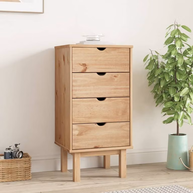 The Living Store Cassettiera OTTA 45x39x90 cm in legno massiccio