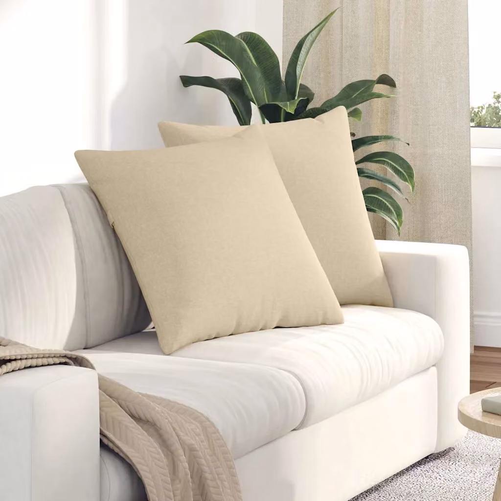 Set di 2 cuscini da divano quadrati vidaXL in tessuto beige con fodera rimovibile, L 80 x P 80 cm