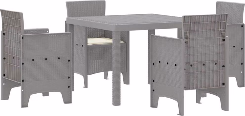Set da Pranzo per Giardino 5 pcs Grigio chiaro Polipropilene