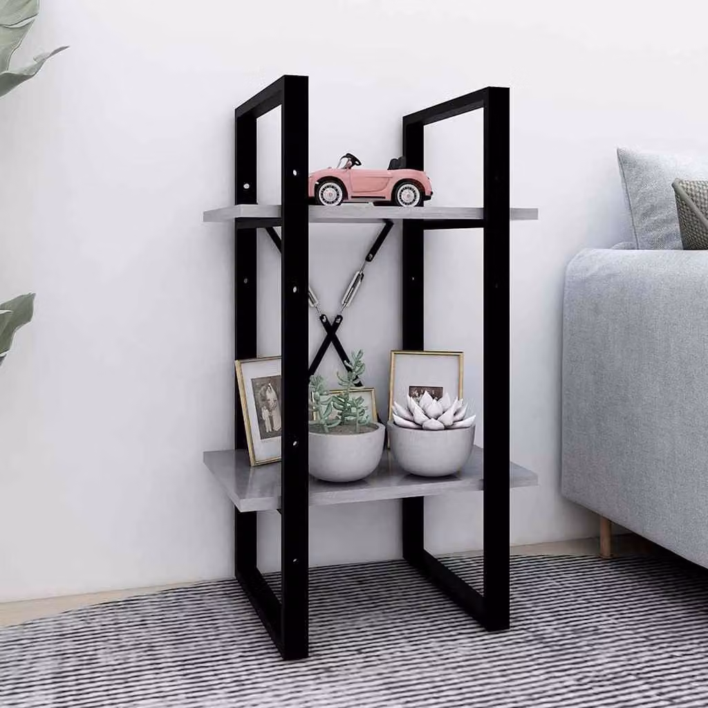 Libreria vidaXL in stile industriale con 2 ripiani, Grigio, L 40 cm x P 30 cm x H 70 cm