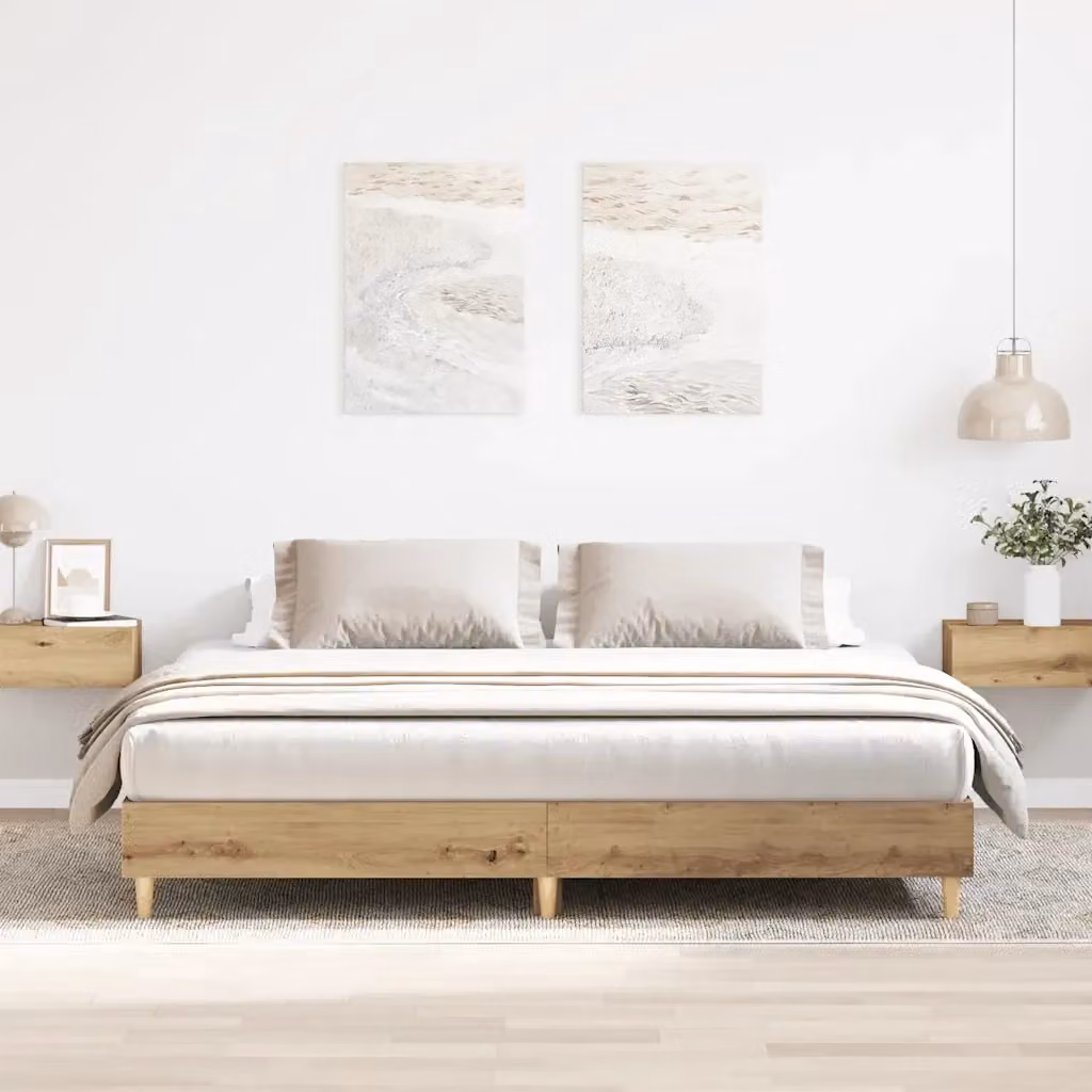 Letto matrimoniale in legno di pino marrone con doghe fisse L/P: 180 x 200 cm – 2