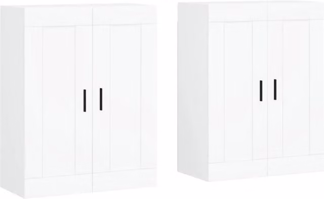 Set di 2 pensili da parete moderni HELLOSHOP26 in legno composito e metallo bianco opaco L: 69,5 cm, P: 34 cm, H: 90 cm